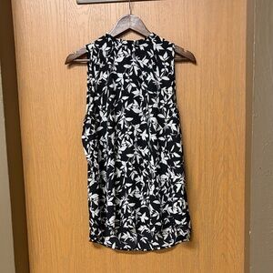 Elegant Black and White Floral Blouse